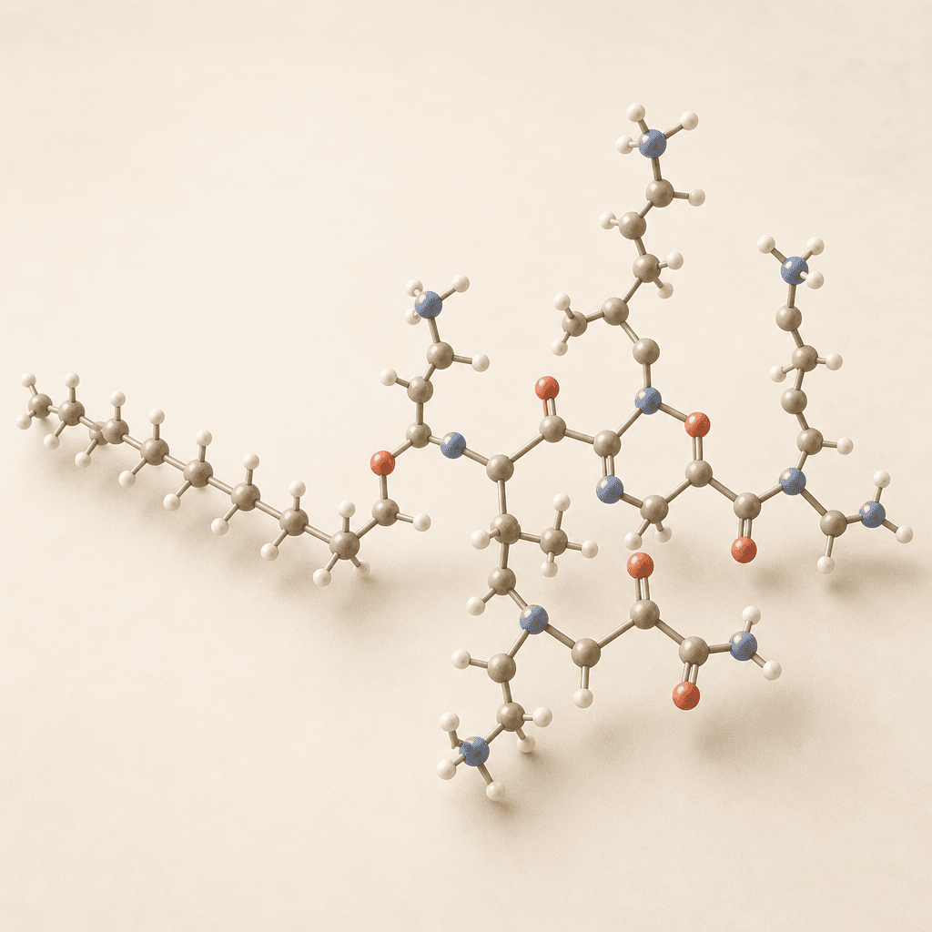 Ball-and-stick structure of Myristoyl Pentapeptide-17